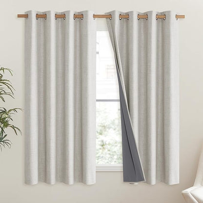 NICETOWN Snowbound Vintage Linen 100% Blackout Curtains - Image 2