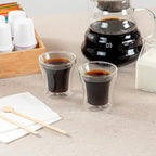 Restaurantware-Forma Professional 3.4 oz Double Wall Shot Glasses, 2 Insulated Espresso Cups - Dishwashable, Reusable, Clear Glass Coffee Cups, Freezable, For Hot Or Cold Beverages