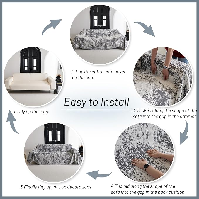 MYSKY HOME Couch Cover for Sectional Sofa Set Abstract Geometric Furniture Sofa - Image 5