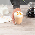 Restaurantware-Forma Professional 11.8 Ounce Double Wall Coffee Cups, 2 Insulated Latte Glasses - Dishwashable, Reusable, Clear Glass Beverage Cups, Freezable, For Hot Or Cold Beverages