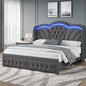 Keyluv Queen Bed Frame with LED Lights and 2 Storage Drawers, Velvet by KeyluvHome