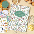 Lanpn Blank Recipe Book Cookbook for 70 Recipes, B5 Waterproof Empty Recipe Notebook to Organize Your Family Recipes, Leather Cooking Journal with Stickers to Write in Your Own Recipes, Green