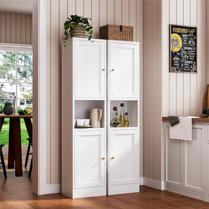 YAUWOH 2-Door Metal Storage Cabinet, Tall Slim Pantry Organizer - Image 4