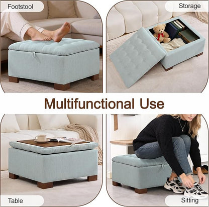 WUTUTUEE 30" Fabric Square Storage Ottoman - Image 6