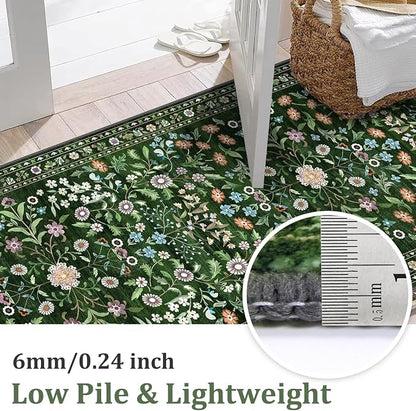 Yamaziot 2x8 Washable Hallway Runner Rug Non Slip Carpet, Colorful Green | Soft - Image 4