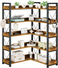 DUMOS 65 inch L Shaped Bookshelf, 5 Tier Corner Bookcase by DumosLifestyle