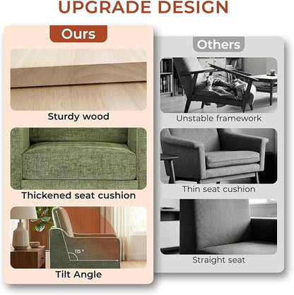 TLSUNNY Mid-Century Accent Chair, Modern Upholstered Chenille Armchair & Padded - Image 7