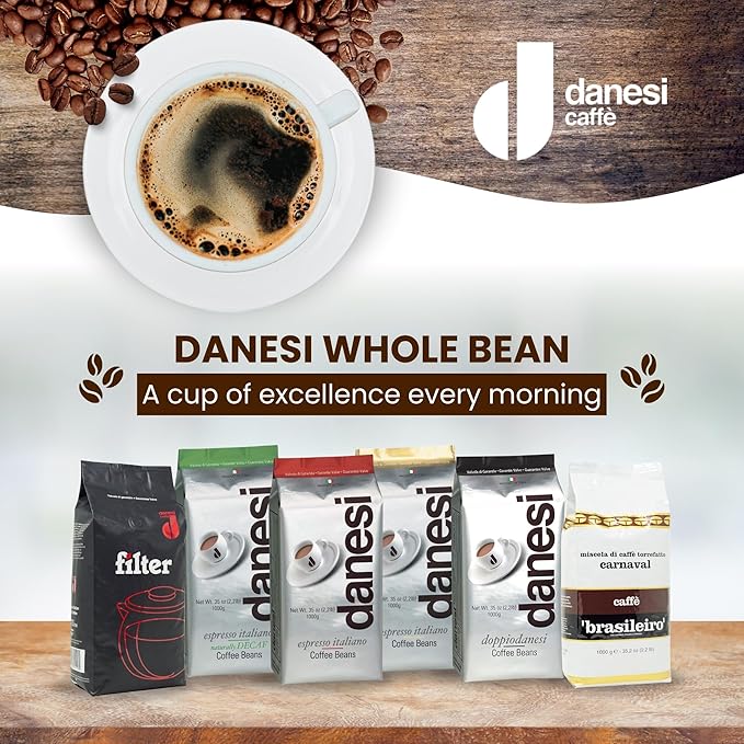 Danesi Caffe Italian Whole Coffee Beans - Espresso Coffee Beans and Medium Roast Whole Bean - Perfect for Espresso Machines, French Press, and Home Brewing - Filter (2.2 lb)