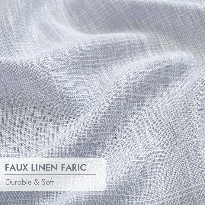 MIULEE Chambray Blue Pinch Pleated 100% Blackout Curtains 40x96 Inches | Room - Image 6