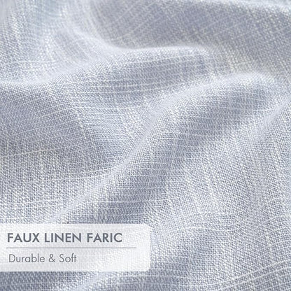 MIULEE Chambray Blue Pinch Pleated 100% Blackout Curtains 40x108 Inches | Room - Image 6
