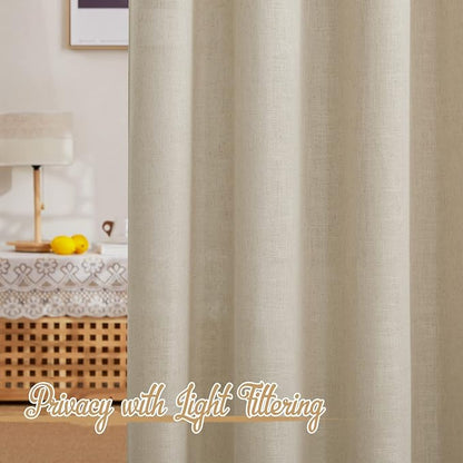 NICETOWN Linen Curtains Taupe 63 inch Long - Image 2