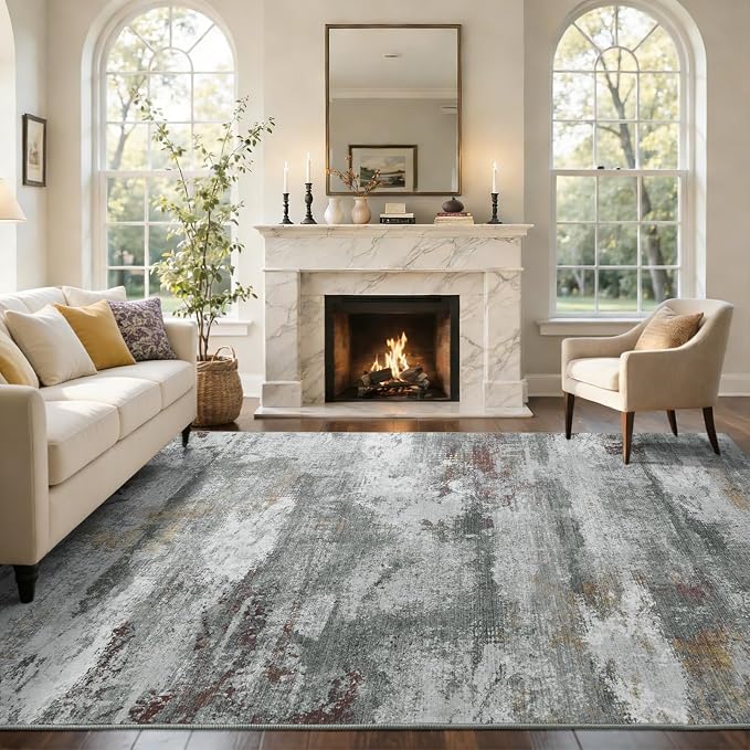 5x7 Ft Abstract Area Rugs for Living Room, Soft Non-Slip Modern Washable Rugs - Image 2