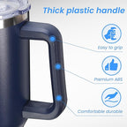 DOMICARE 40 oz Tumbler with Handle and Straw, Stainless Steel Tumbler with Lid and Straw, Reusable Vacuum Insulated Cup, Travel Coffee Mug, Navy Blue, 1Pack