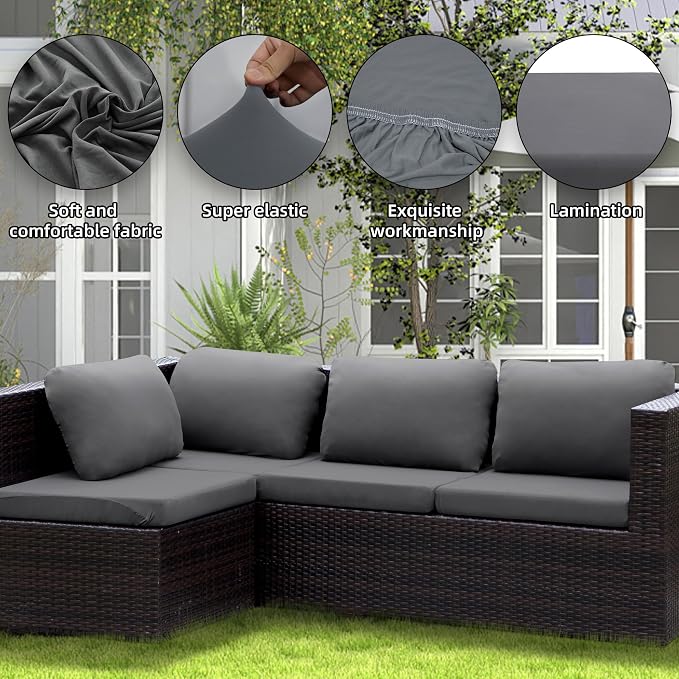 12PCS Patio Cushion Covers, Patio Furniture Couch Seat Slipcovers | Washable - Image 3