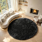 Black Round Rugs 8ft for Living Room, Fluffy Bedroom Circle Area Rug, Soft by ONASAR