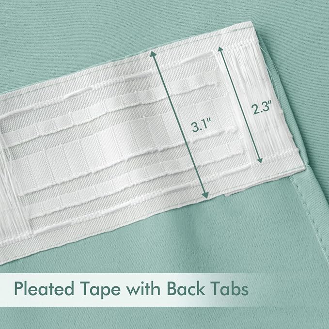 MIULEE Aqua Back Tab Blackout Curtains 52x63 Inches Long 2 Panels Set | Rod - Image 4
