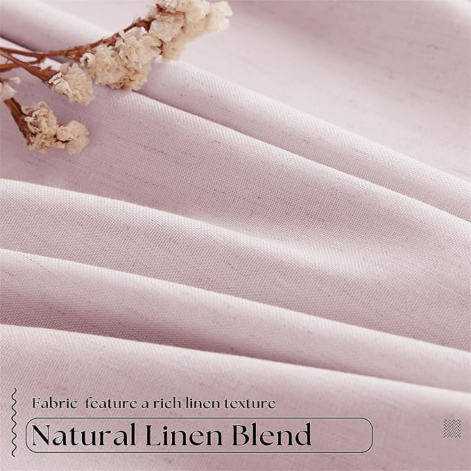 Light Pink 100% Black Out Pinch Pleat Linen 108 Inch Curtains | Black Out - Image 5
