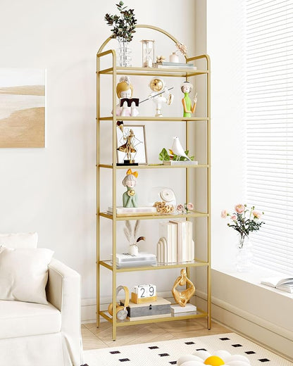 Hzuaneri Bookcase Bookshelf, Tempered Glass Bookshelves, Slim Shelving Unit - Image 9