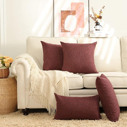 Stellhome Burlap Large Throw Pillow Covers Textured Farmhouse Linen Pillowcase - Image 4