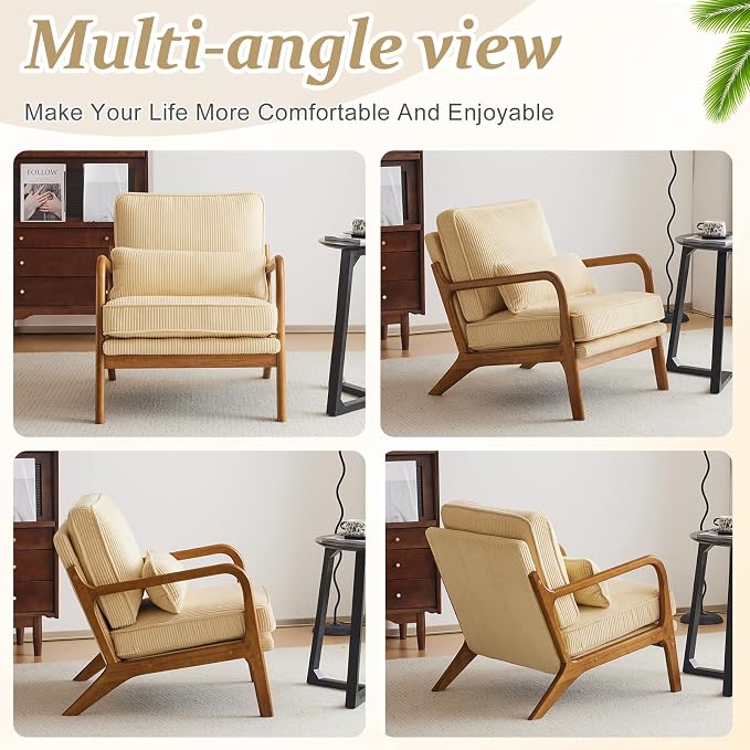 VINGLI Upgraded Premium Corduroy Accent Chair, Upholstered Arm Chair, Solid - Image 8