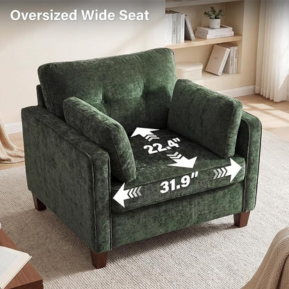 Luxury Oversized Accent Chair Set of 2, 40.9" Upholstered Piping Single - Image 5