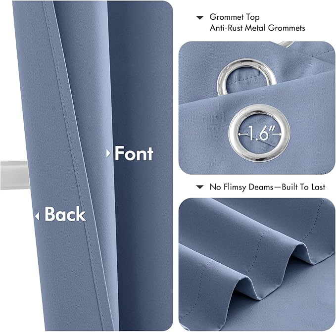 MIULEE Blackout Curtains for Bedroom 2 Panels 40 x 45 Inch Long Denim Blue | - Image 4
