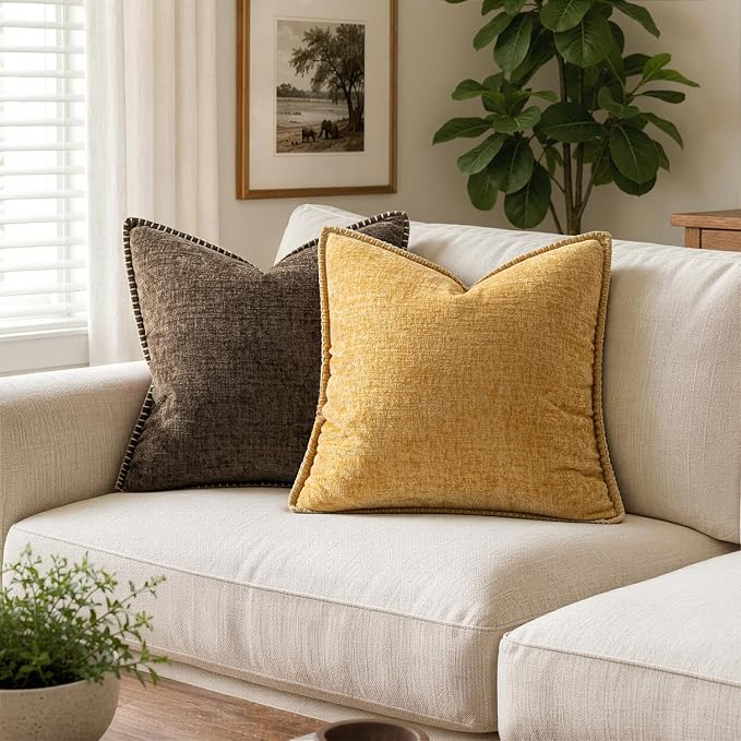 MIULEE Decorative Couch Throw Pillow Covers 18x18 Inch Gold 2 Pack | Mustard - Image 4