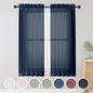 Blue Sheer Curtains, Sheer Curtains 63 inch Length 2 Panels Set, Rod Pocket by OWENIE