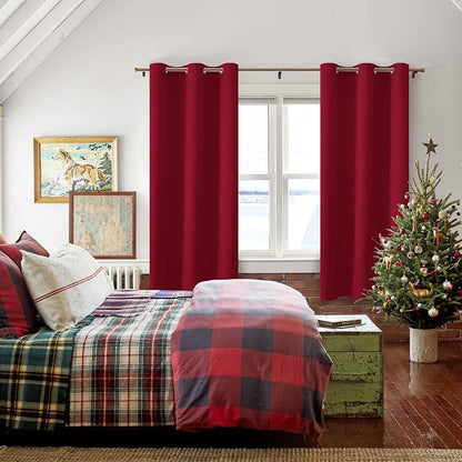 Blackout Curtains for Bedroom, 38 x 63 Inches Length, Christmas Red | Thermal - Image 6