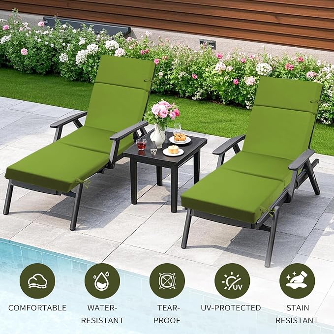 2 Pcs Outdoor Chaise Lounge Cushion 72" x 21" x 3", 4-Section Folding Patio - Image 4