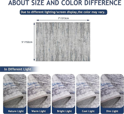 5x7 Area Rugs - Ultra-Thin Washble Rugs, Non-Slip Low Pile Abstract Print Rugs - Image 2
