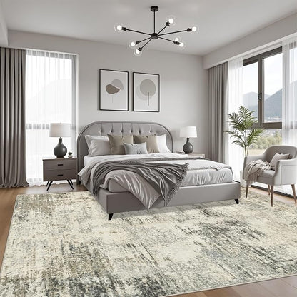 10x12 Area Rug Living Room: Modern Washable Soft Carpet Ash Brown | - Image 3