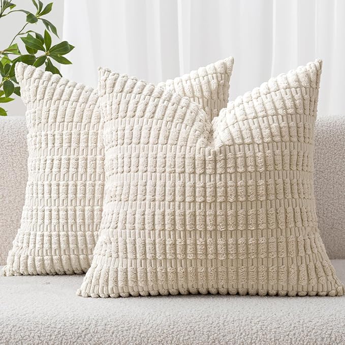 MIULEE Euro Sham Decorative Throw Pillow Covers 26x26 Cream White Pack of 2 | by MIULEE
