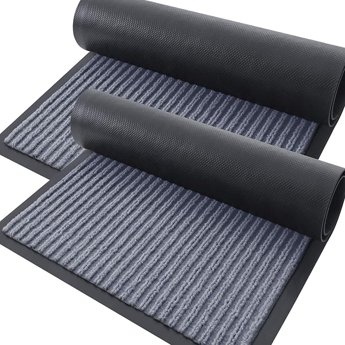 OLANLY 2-Pack Front Door Mats 35x23, Waterproof Heavy-Duty Doormats | Ash Grey by OLANLY