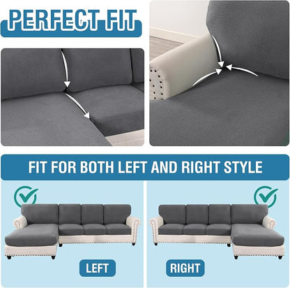 H.VERSAILTEX Sectional Couch Covers 8 Pieces Stretch Sofa Covers - Image 5