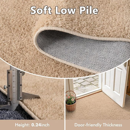 2x10 Beige Solid Runner Rug Washable Non-Slip - Image 5