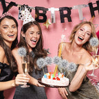 Chinco 100 Pcs Foil Firework Cupcake Toppers Sparkle Tinsel Cake Toppers Cake Decoration Cocktail Fruit Toothpick for Birthday Wedding Graduation Party(Silver)