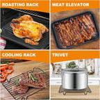 Roasting Rack,Heavy Duty Turkey Rack for Roasting Pan,Oven Roasting Rack Insert for Baking,Oven Cooking,Cooling and Grilling with Integrated Feet,Nonstick Coating,Dishwasher Safe(12"x 7.5")
