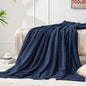 BEDELITE 3D Ribbed Navy Blue Fleece Throw Blanket by BEDELITE