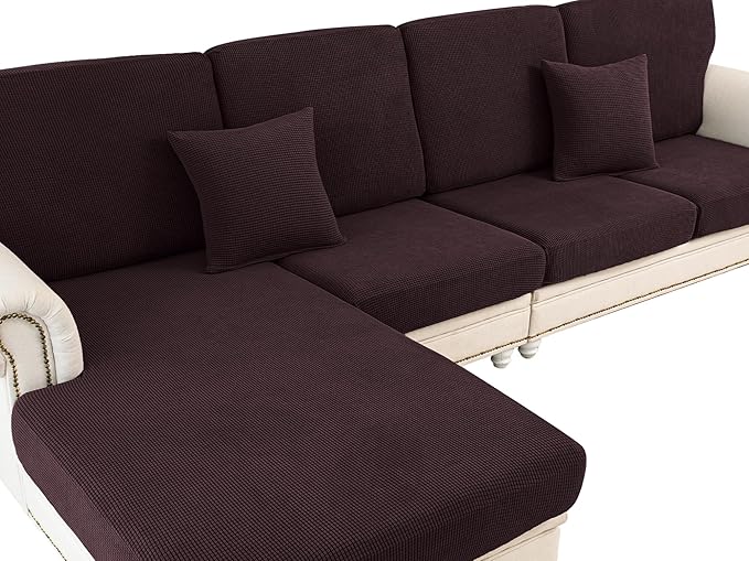 LA MEACK Couch Cushion Cover Chaise Lounge Cover Washable Separate Seat Chaise by LA+MEACK