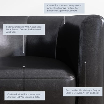 BELLEZE Accent Barrel Chair, Club Tub Sofa Corner Chair - Image 4