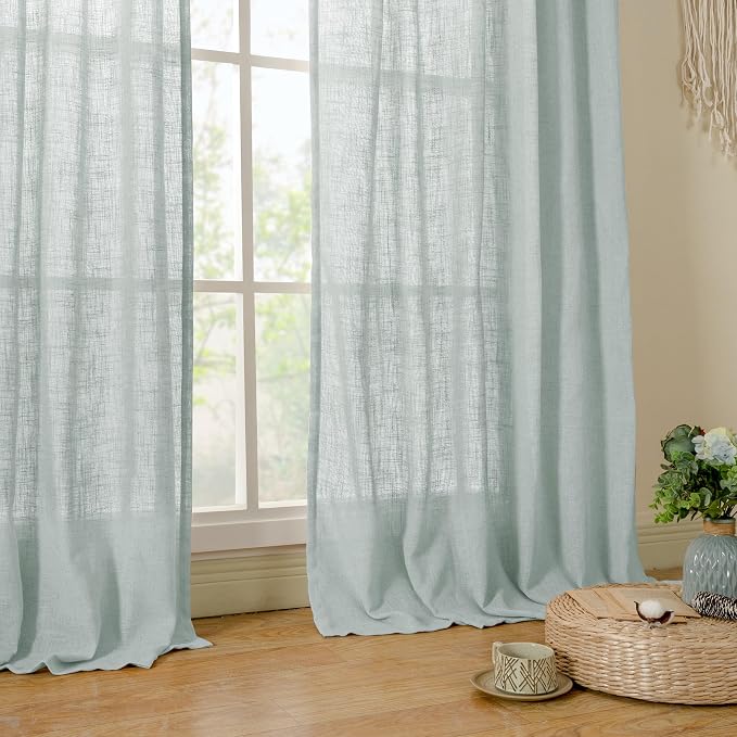 102 Inch Length Light Filtering Sheer Linen Curtains, 52 x 102 Inch | Linen - Image 9