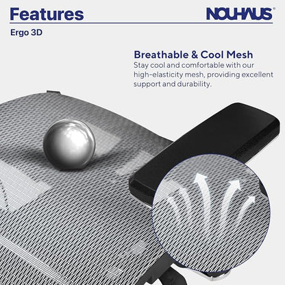 Nouhaus Ergo3D Ergonomic Office Chair Lumbar Support Mesh Office Chair - Image 9
