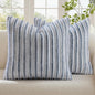 decorUhome Fall Faux Fur Throw Pillow Covers 22x22 Set of 2 Grey White | by decorUhome