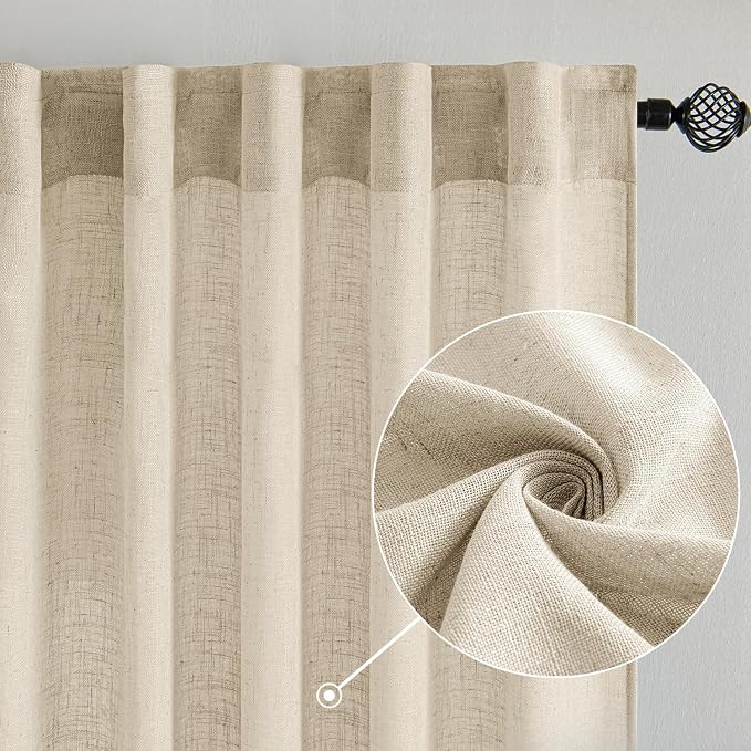 MIULEE Short Linen Curtains 52x45 Inch Length 2 Panels - Image 2