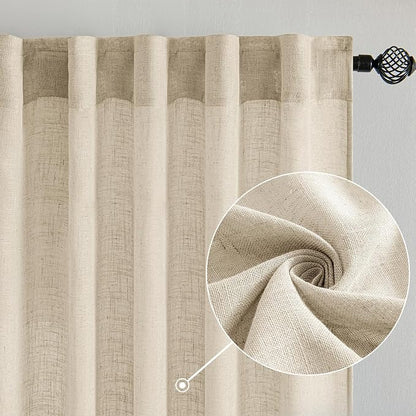 MIULEE Linen Curtains 52x72 Inch Length 2 Panels - Image 2