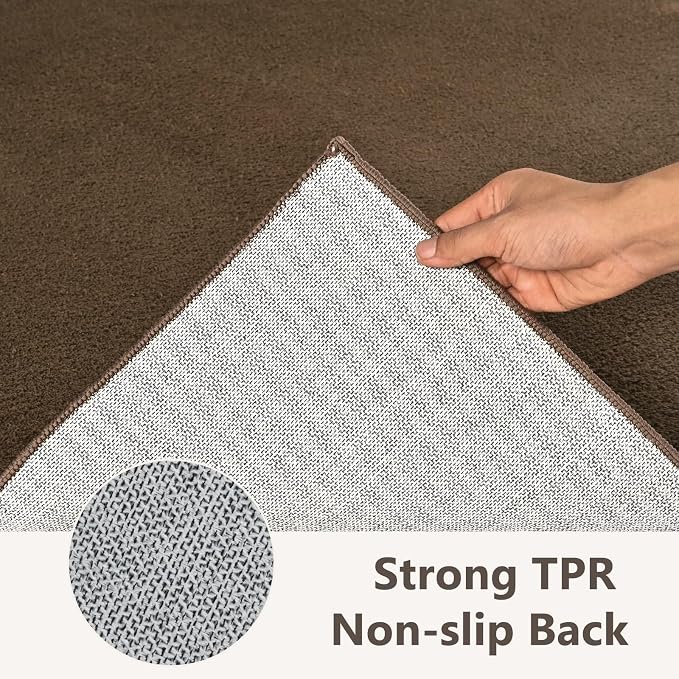 2x3 Beige Brown Solid Area Rug Washable Non-Slip - Image 6
