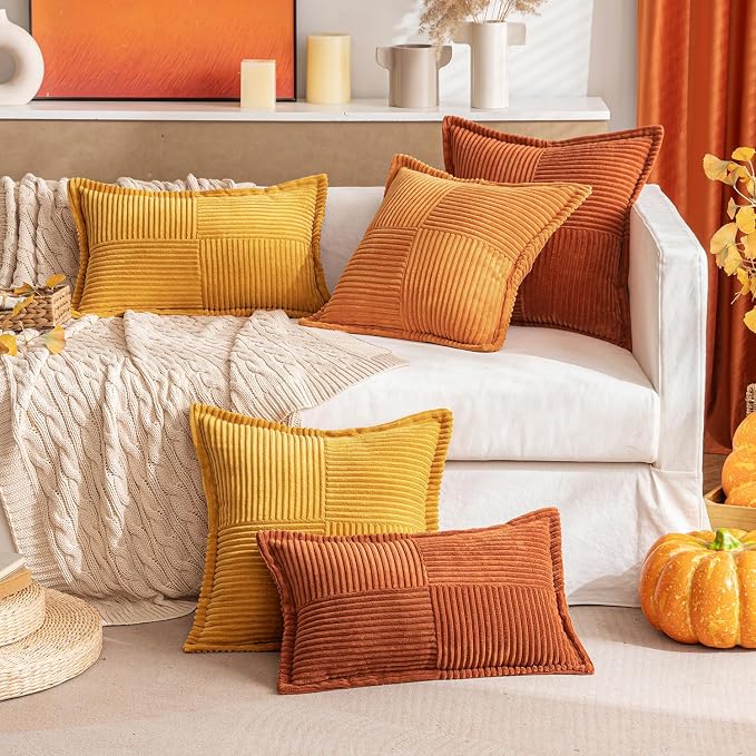 MIULEE Fall Burnt Orange Decorative Throw Pillow Covers 16x16 Inch 2 Pack | - Image 8
