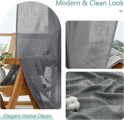 Chyhomenyc Charcoal Grey Semi Sheer Curtains 36 Inch Length, Light Filtering - Image 8