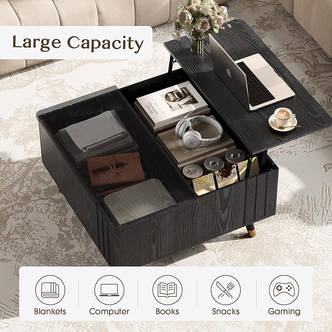 JOINICE Black Lift Top Coffee Table - Image 4